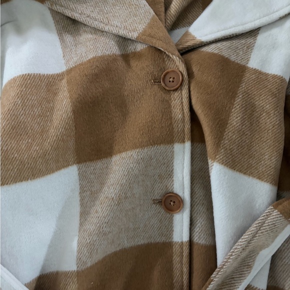 G by Giuliana Black Label Plaid Trench Coat Tan White XS - Picture 4 of 4